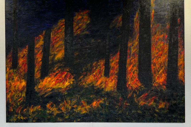 Skogsbranden i Västmanland  - oljemålning