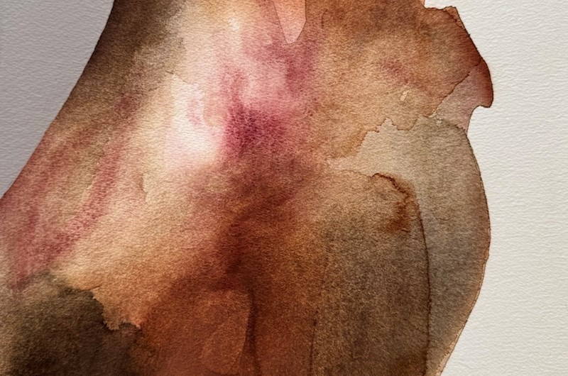 Akvarell målad med grandulerande pigment i många lager.