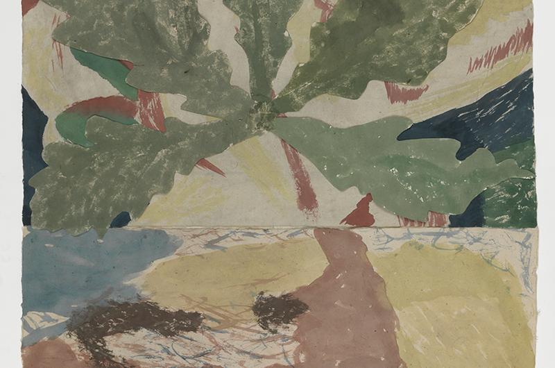 Jockum Nordström, Ek, 2022. Vattenfärg på papper, kollage. Foto: Per-Erik Adamsson