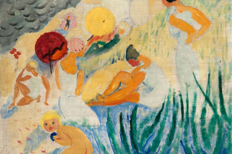 Sigrid Hjertén, Figurer på badstrand, 1917. Göteborgs Konstmuseum. Foto: Göteborgs Konstmuseum, Hossein Sehatlou