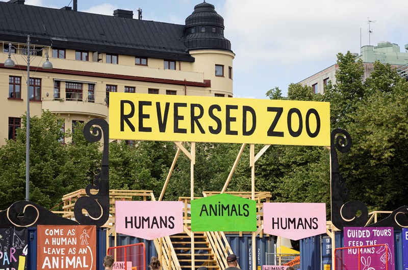 Reversed Zoo, konstverk och skaparverkstad av konstnärsgruppen JAM Public. Foto: Terese Sundh.