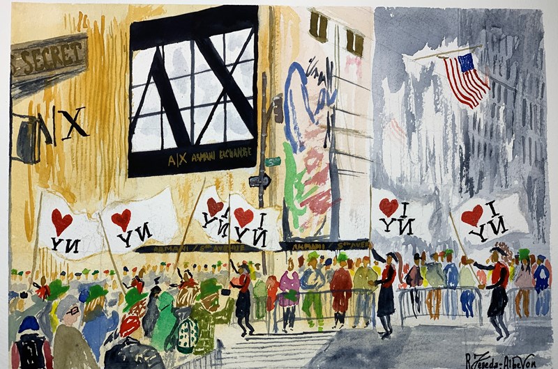 I Love NY - St. Patrick#s Day Celebration in NYC -2019    akvarelle 23 x 30,5 cm