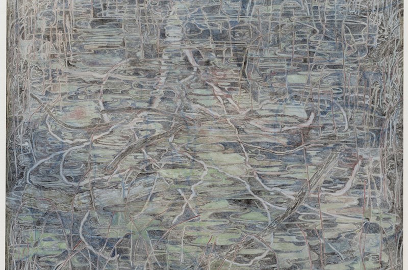 Ebba Svensson, Spjäla, 2025. 200x190 cm, olja, pigment och harlim på duk,  Foto: Nora Bencivenni, Galleri Magnus Carlsson