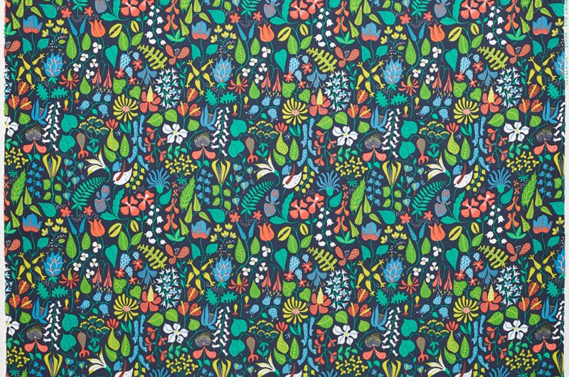 Stig Lindberg, handtryckt textil "Herbarium".
