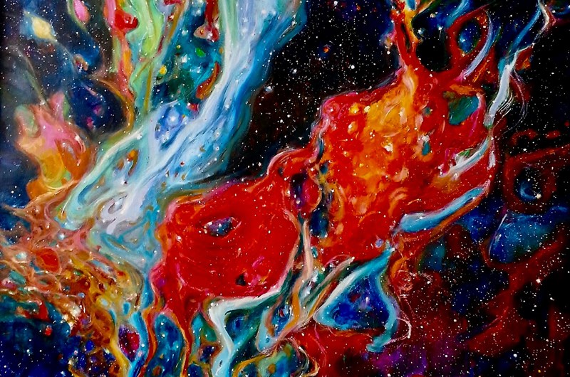 Cosmic Ocean - Olja på duk, 140 x 185 cm