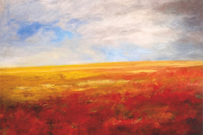 "Vallmofrossa" oljemålning 90x70cm (här något beskuren) ©Karin Anker 2024