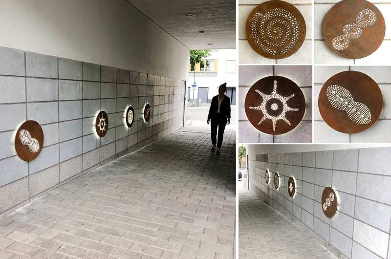 Vattenliv. BRF Knallens entré, Hammarby sjöstad, Stockholm