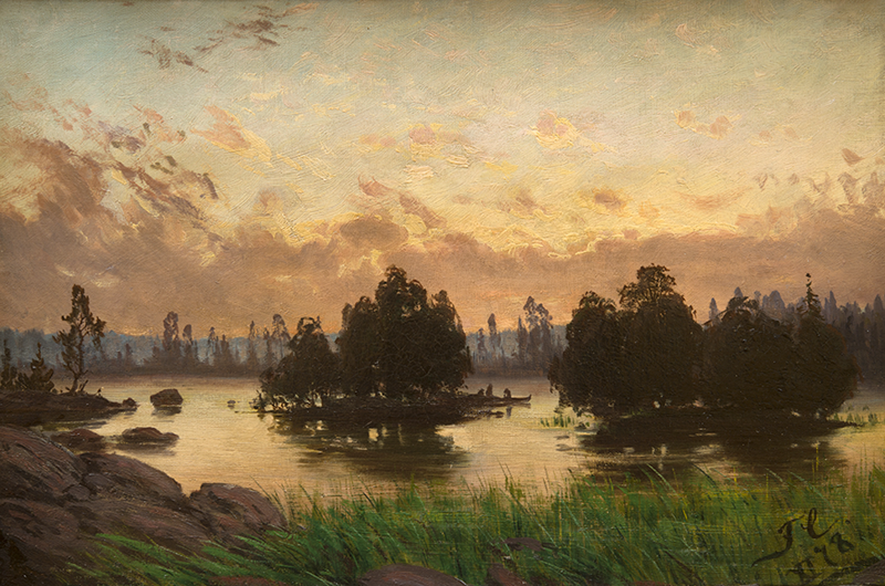 Fanny Churberg, Iltatunnelma/Aftonrodnad över sjö, 1878. Foto: Sven-Harrys Konstmuseum, Matias Uusikylä