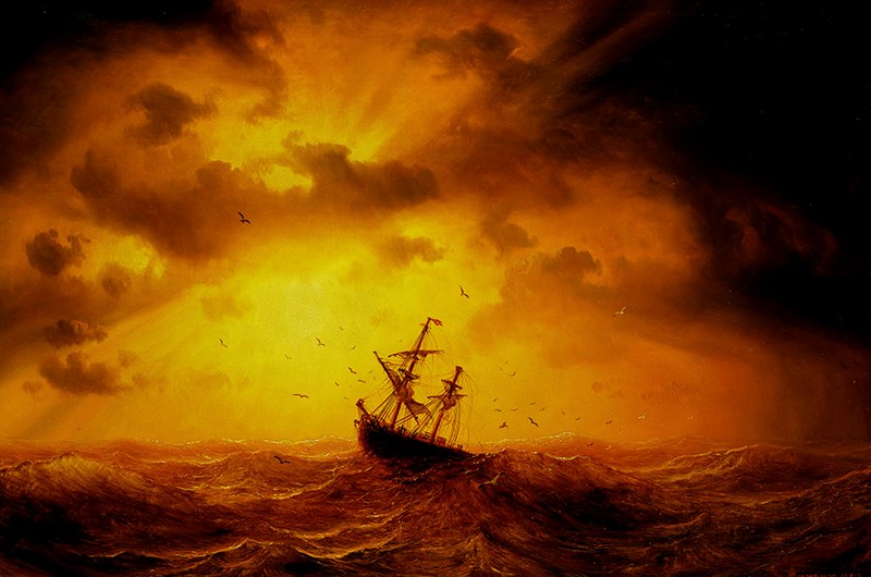 Marcus Larson, Storm på havet, 1857. Olja på duk. Nationalmuseum.