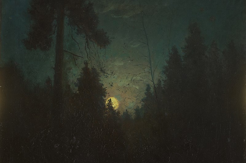 Carl Fredrik Hill, Månsken med uppskjutande tall, 1871-1875.Foto: Sven-Harrys Konstmuseum, Per Myrehed