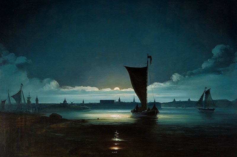 Peder Balke, Månbelyst vy över Stockholm. Foto:  The Gundersen collection/Morten Henden Aamot