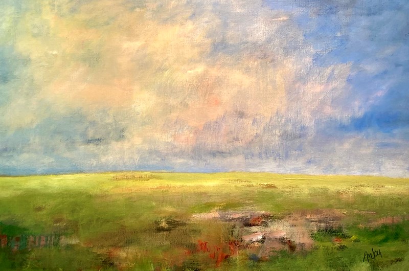"Ljus över backarna", oljemålning. ©Karin Anker